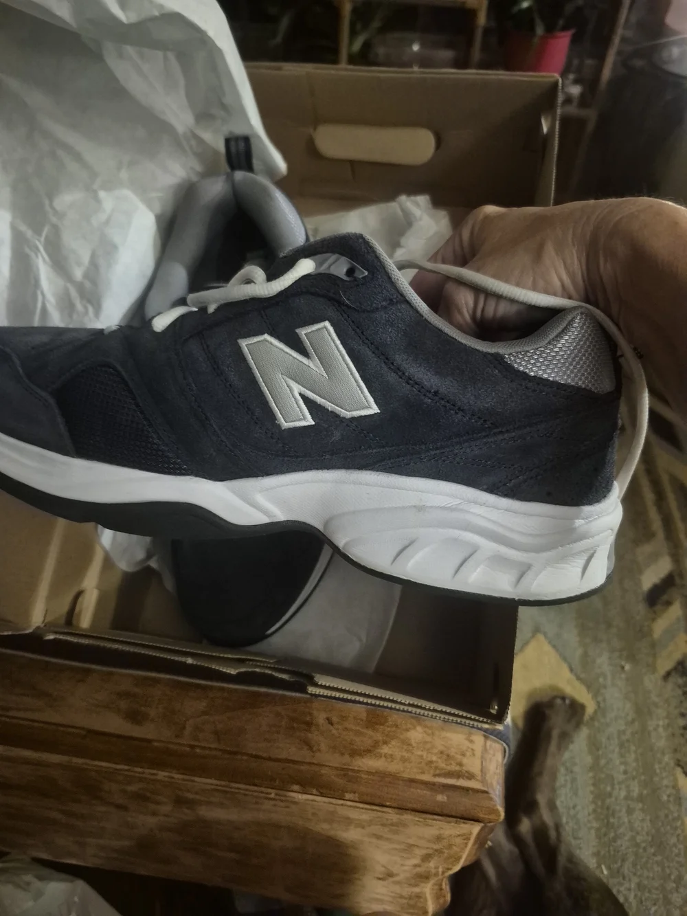 New Balance Men's Navy Suede Walking Sneakers